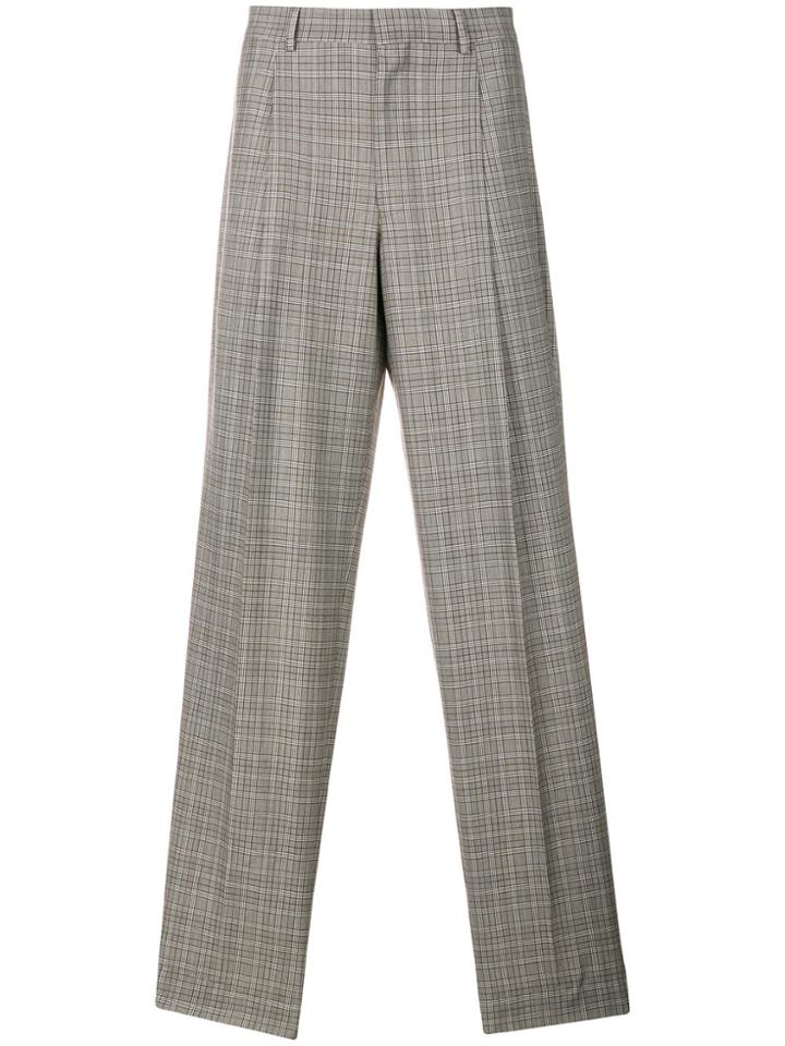E. Tautz Checked Pleated Trousers - Grey
