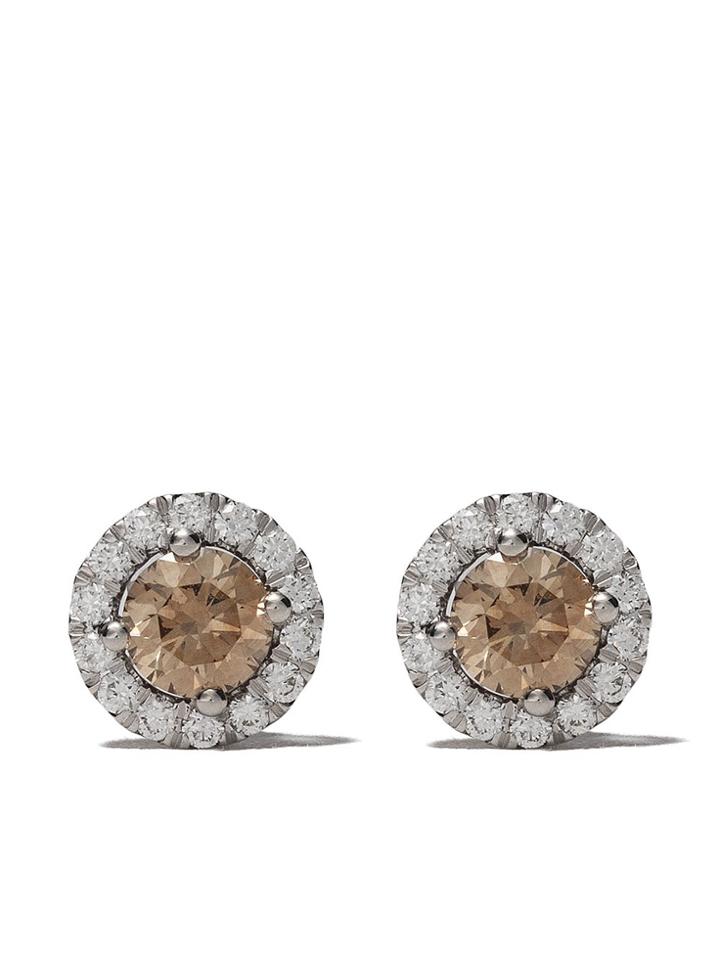De Beers 18kt White Gold De Beers Aura Fancy Coloured Diamond Stud