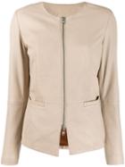 S.w.o.r.d 6.6.44 Zipped Leather Jacket - Neutrals