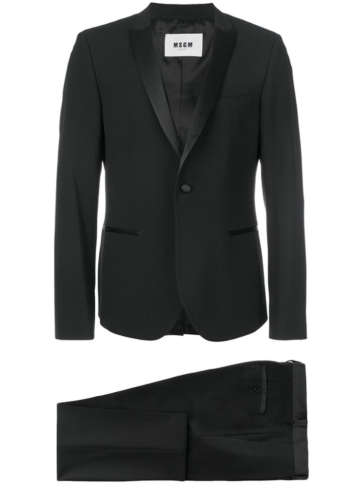 Msgm Satin Lapel Suit - Black