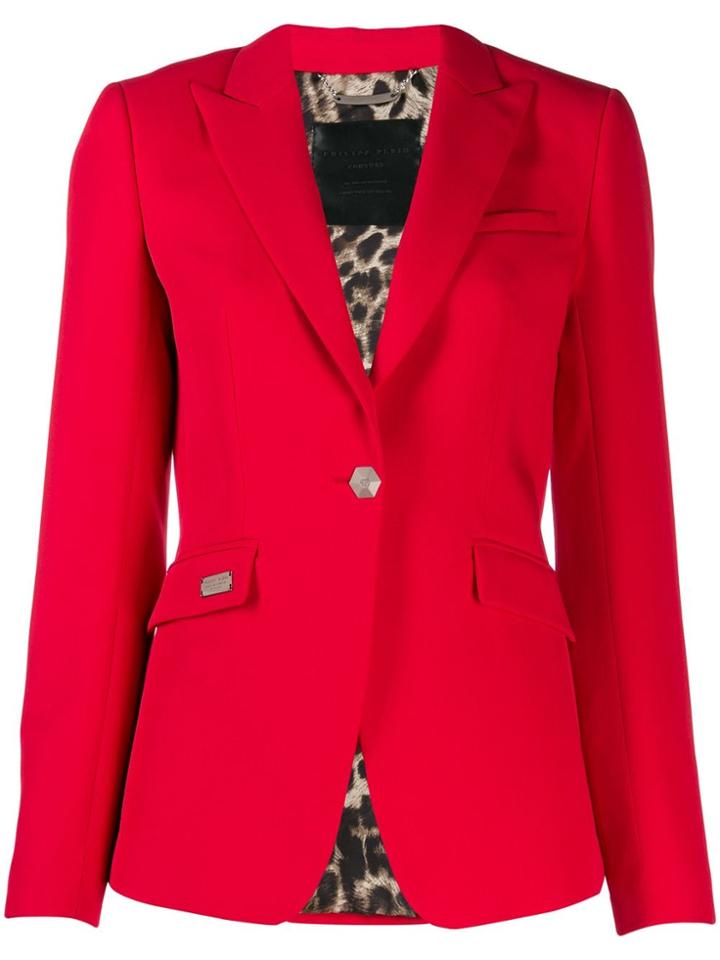 Philipp Plein Embellished Skull Blazer - Red