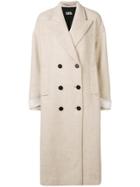 Karl Lagerfeld Textured Double Breasted Coat - Nude & Neutrals