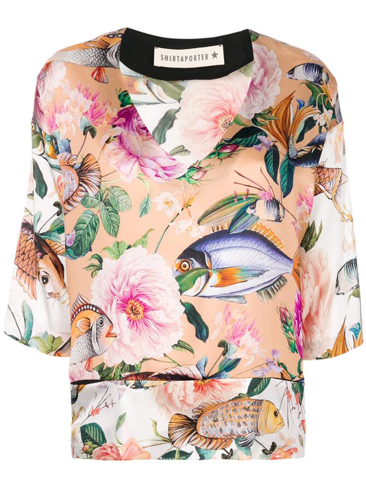 Shirtaporter V-neck Floral Blouse - Multicolour