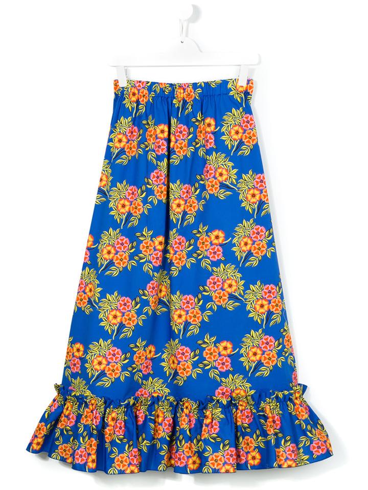Msgm Kids Floral Print Skirt, Girl's, Size: 14 Yrs, Blue