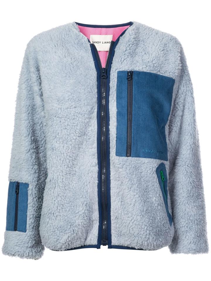 Sandy Liang Fleece Patch Jacket - Blue