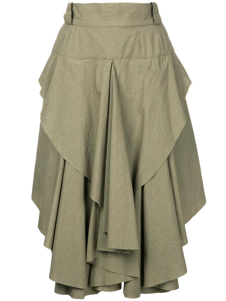 Kitx Asymmetric Frilled Skirt - Green