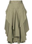 Kitx Asymmetric Frilled Skirt - Green