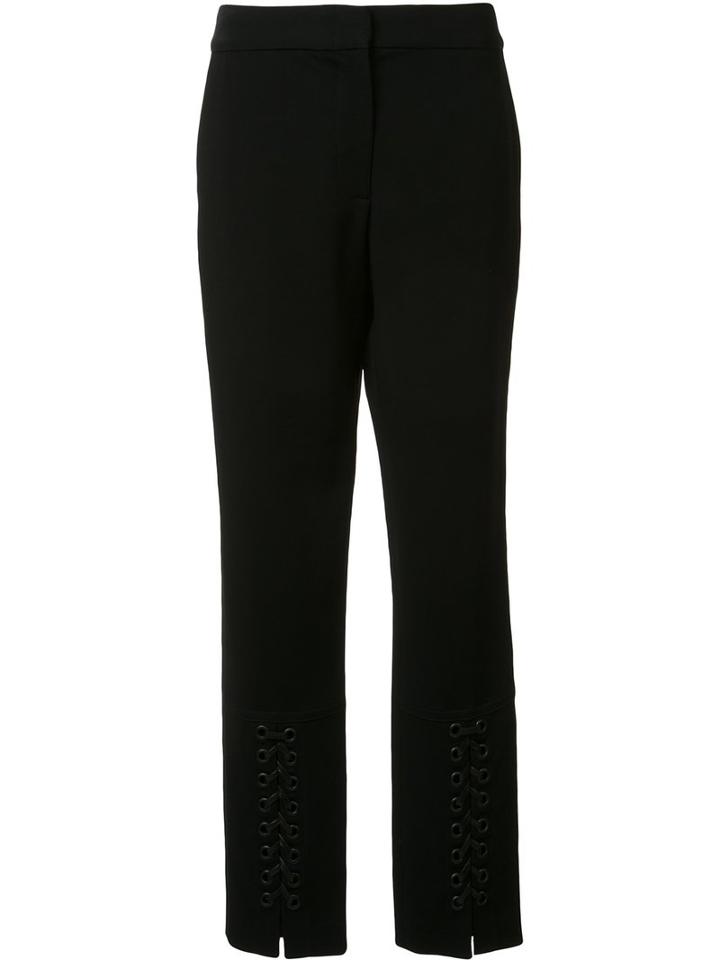 Yigal Azrouel Lace Up Detail Slim Pants, Size: 4, Black, Spandex/elastane/viscose