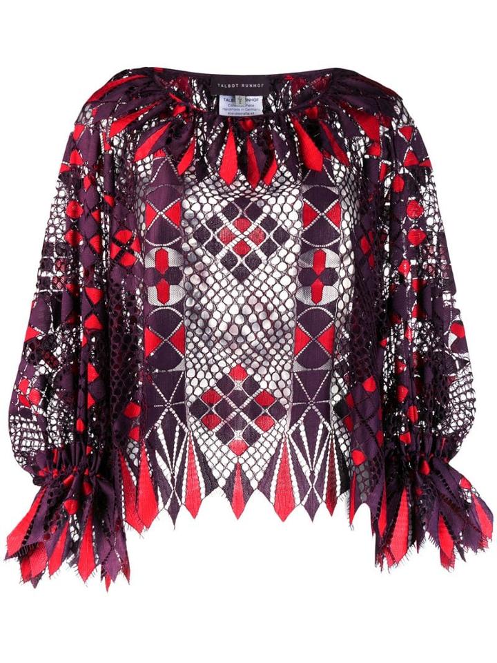 Talbot Runhof Ginster Flapper Lace Blouse - Purple