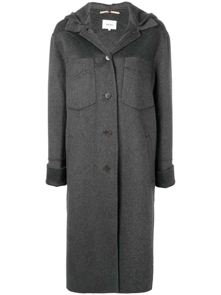 Nanushka Midi Buttoned Coat - Grey