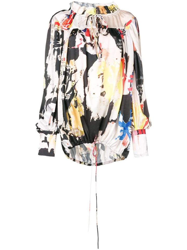 Marques'almeida Asymmetrical Poster Print Blouse - Nude & Neutrals