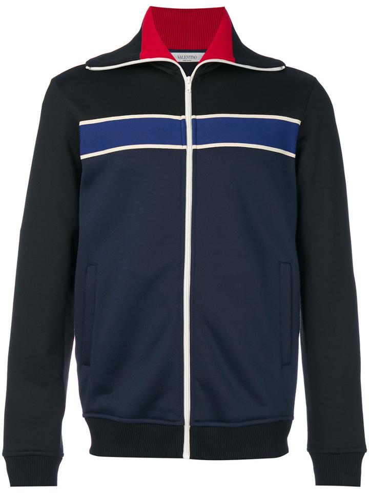 Valentino - Striped Zipped Jacket - Men - Cotton/polyamide - M, Black, Cotton/polyamide