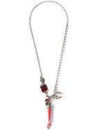 Gem Kingdom Hand Necklace, Women's, Red, Silver