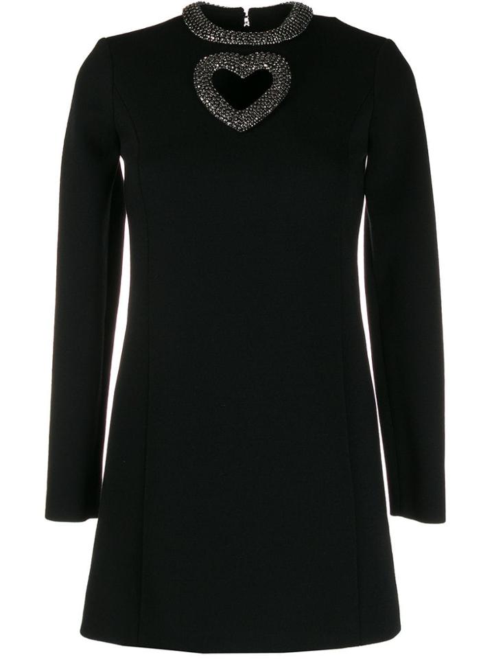 Saint Laurent Embellished Heart Cut-out Mini Dress - Black