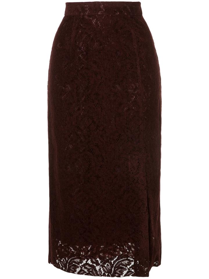 Cityshop Floral Lace Midi Skirt - Red