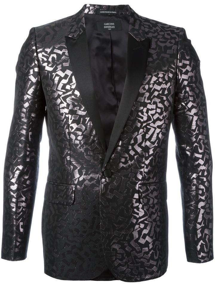 Garcons Infideles - Damask Metallic Blazer - Men - Polyester/viscose - 52, Black, Polyester/viscose