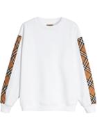 Burberry Vintage Check Detail Cotton Blend Sweatshirt - White