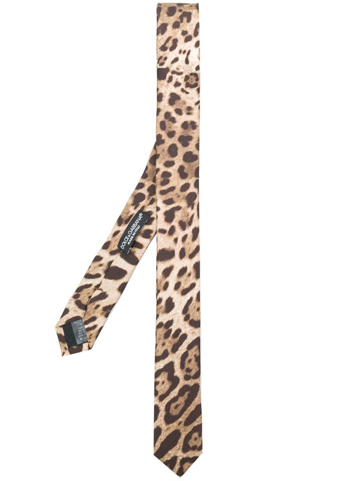 Dolce & Gabbana Leopard Print Tie - Brown