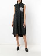 Thom Browne Flannel Shirt Dress With Pearl Swag Pocket - Black