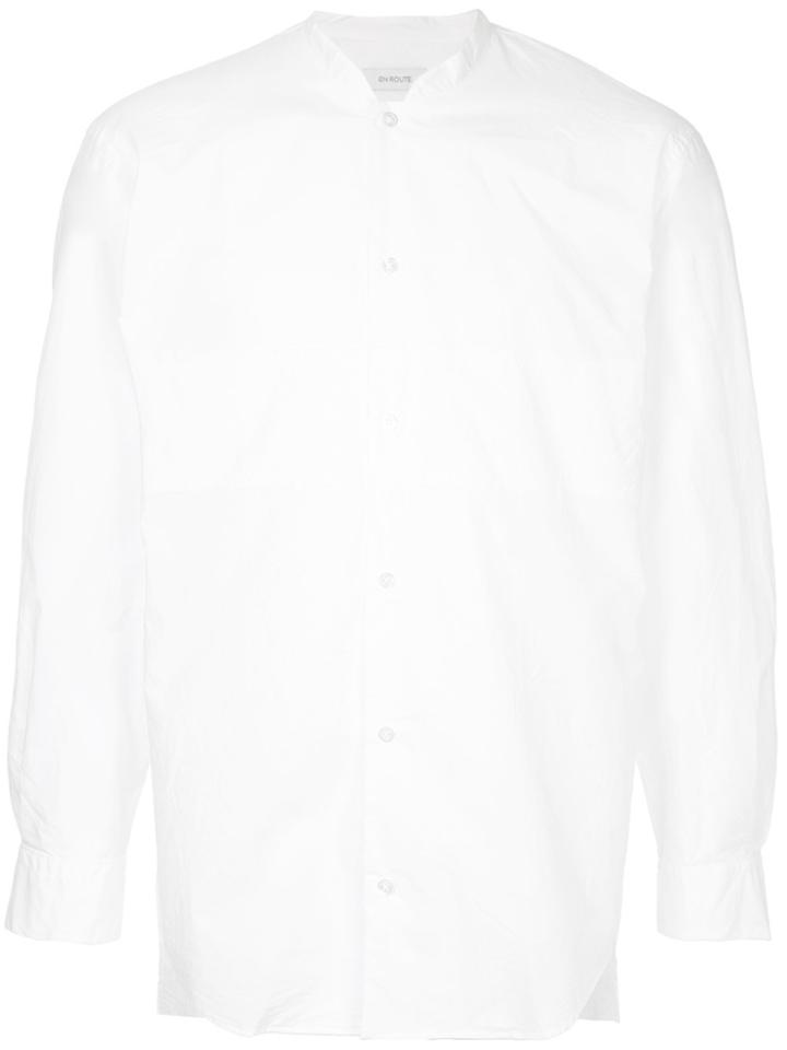 En Route Button Up Mandarin Shirt - White