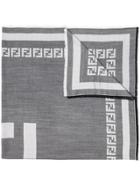 Fendi Logo Frayed Hem Scarf - Grey