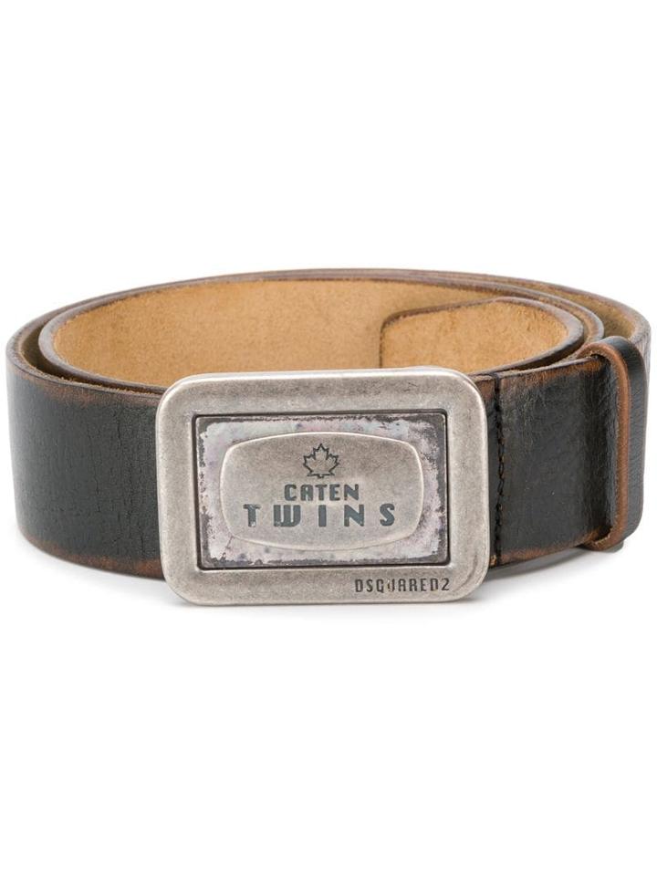 Dsquared2 Leather Buckle Detail Belt - Black