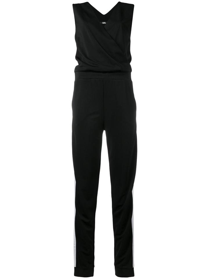 Karl Lagerfeld Logo Stripe Jumpsuit - Black