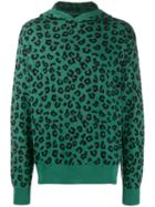 Just Don Leopard Print Knit Hoodie - Black