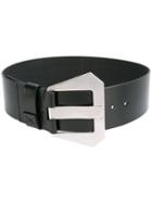 Maison Margiela Geometric Buckle Belt, Women's, Size: Medium, Black, Calf Leather/brass