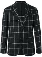 Tagliatore Checked Blazer, Men's, Size: 48, Black, Linen/flax/polyamide/cupro