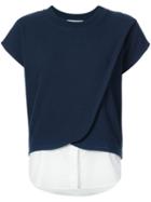 Derek Lam 10 Crosby - Drape Front Shirt Hem T-shirt - Women - Cotton - M, Blue, Cotton