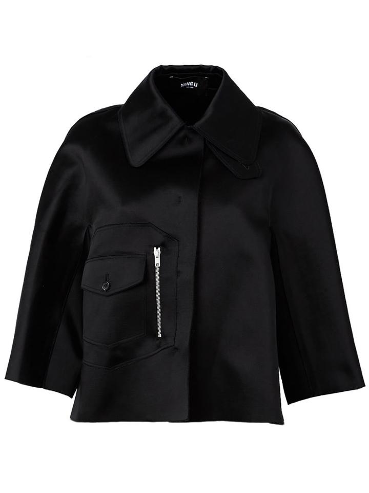 Yang Li Zip Detail Button Up Cropped Jacket