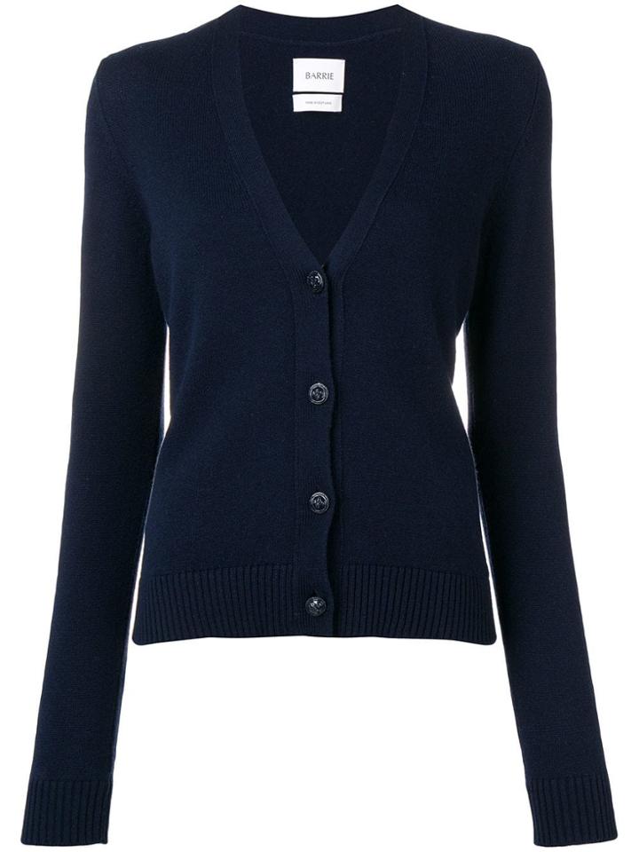 Barrie Embossed Button Cardigan - Blue