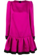 Marc Jacobs Ruffle Skirt Mini Dress, Women's, Size: 2, Pink/purple, Triacetate/polyester/silk
