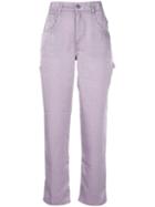 Callipygian High-waisted Slim-fit Trousers - Purple