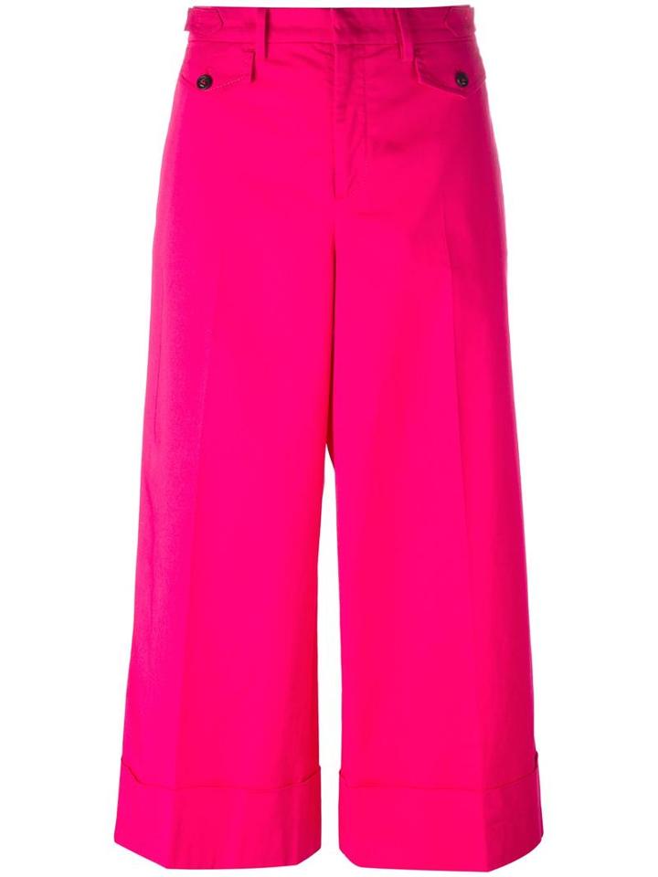 No21 Wide-legged Cropped Trousers, Women's, Size: 36, Pink/purple, Cotton/spandex/elastane