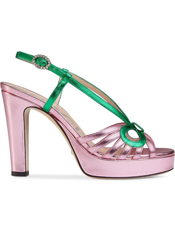 Gucci Metallic Leather Sandal - Pink