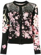 Twin-set Crystal Embellished Floral Lace Cardigan - Black