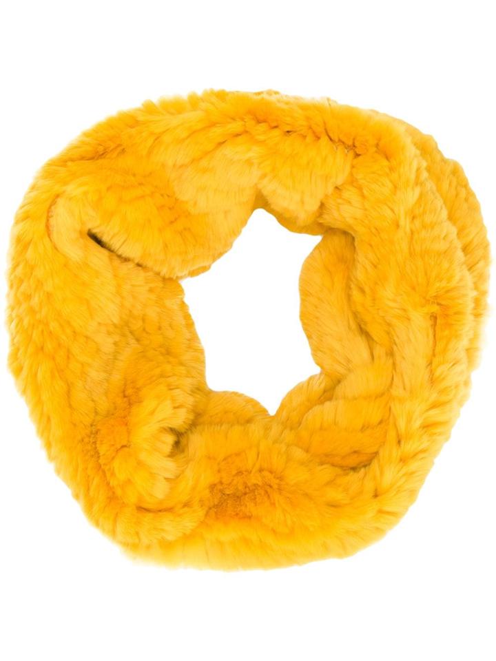 Yves Salomon Textured Fur Snood - Yellow & Orange