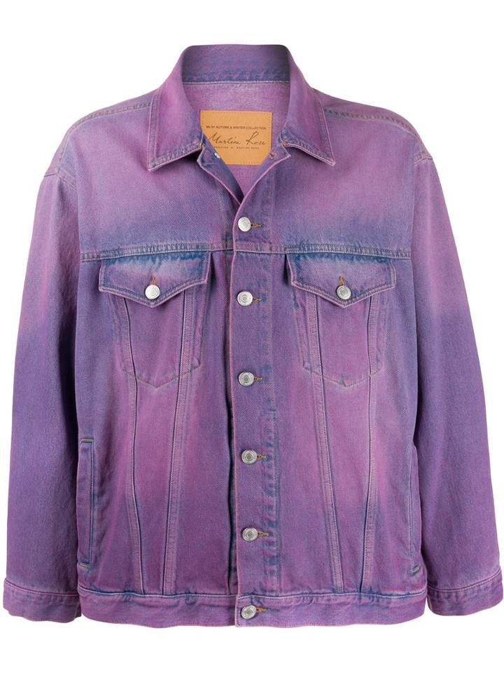 Martine Rose Appliqué Fringe Denim Jacket - Purple