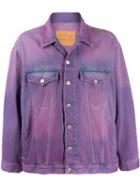 Martine Rose Appliqué Fringe Denim Jacket - Purple