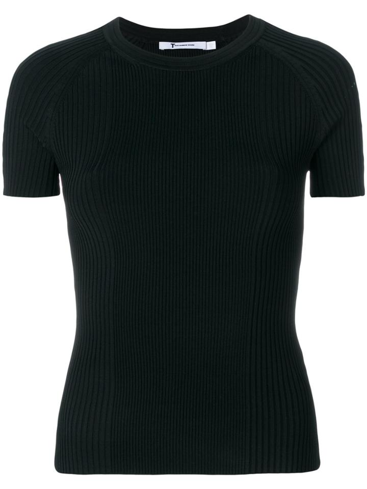 T By Alexander Wang Ribbed Cut-out Top - Black