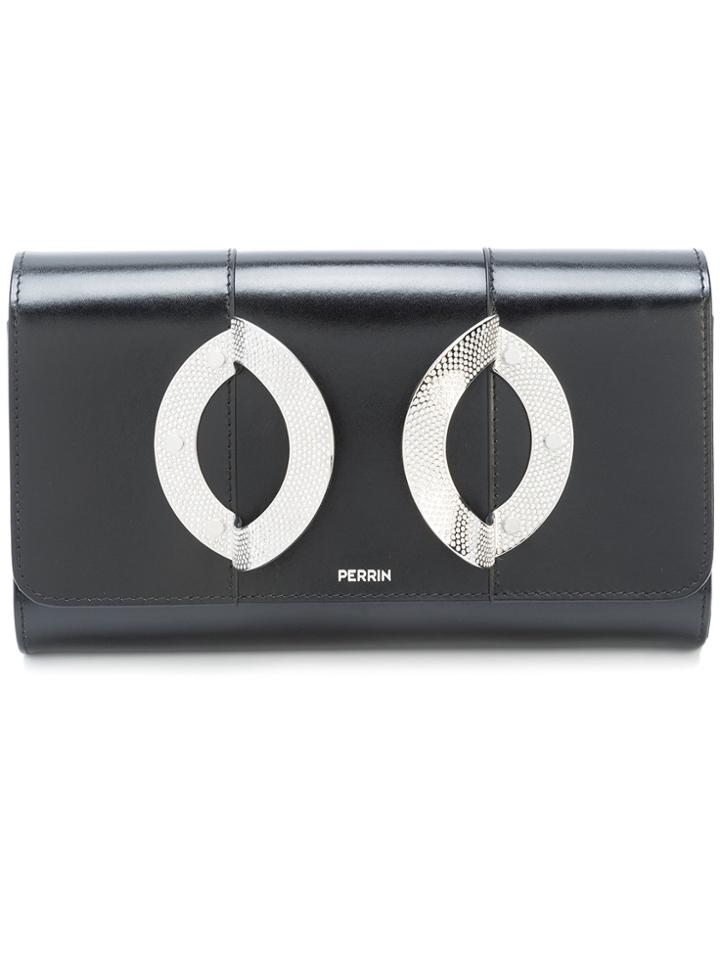 Perrin Paris Foldover Box Clutch - Black