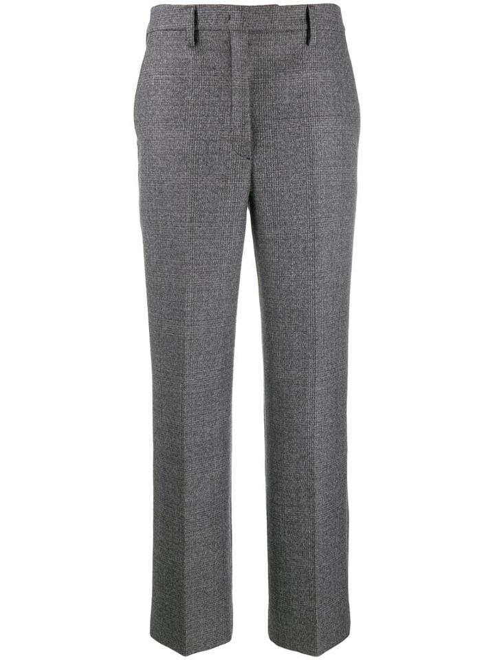 Prada Check Wide-leg Trousers - Grey