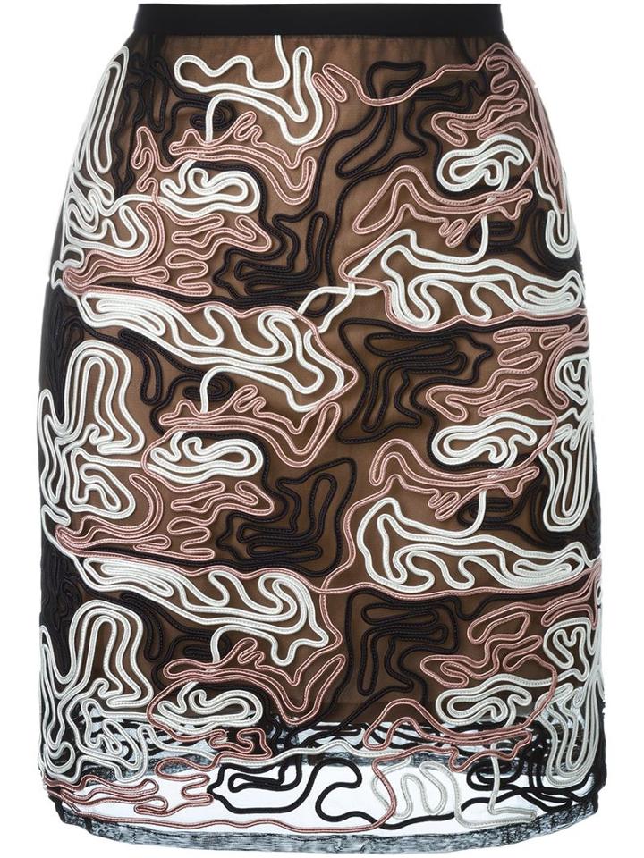 Julien David Wavy Appliqué Skirt, Women's, Size: Xs, White, Silk/cotton/rayon/polyester