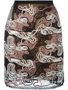 Julien David Wavy Appliqué Skirt, Women's, Size: Xs, White, Silk/cotton/rayon/polyester