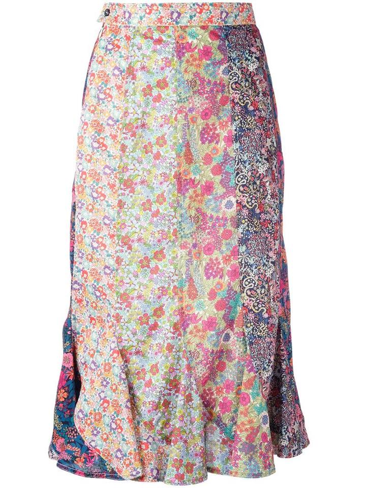 Olympia Le-tan Floral Print Midi Skirt, Women's, Size: 36, Cotton