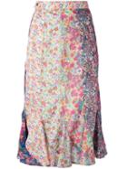 Olympia Le-tan Floral Print Midi Skirt, Women's, Size: 36, Cotton