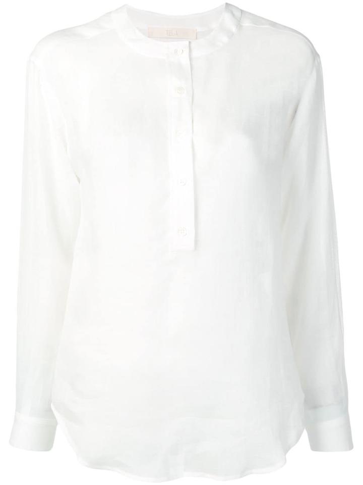 Tela Sheer Button-up Blouse - White