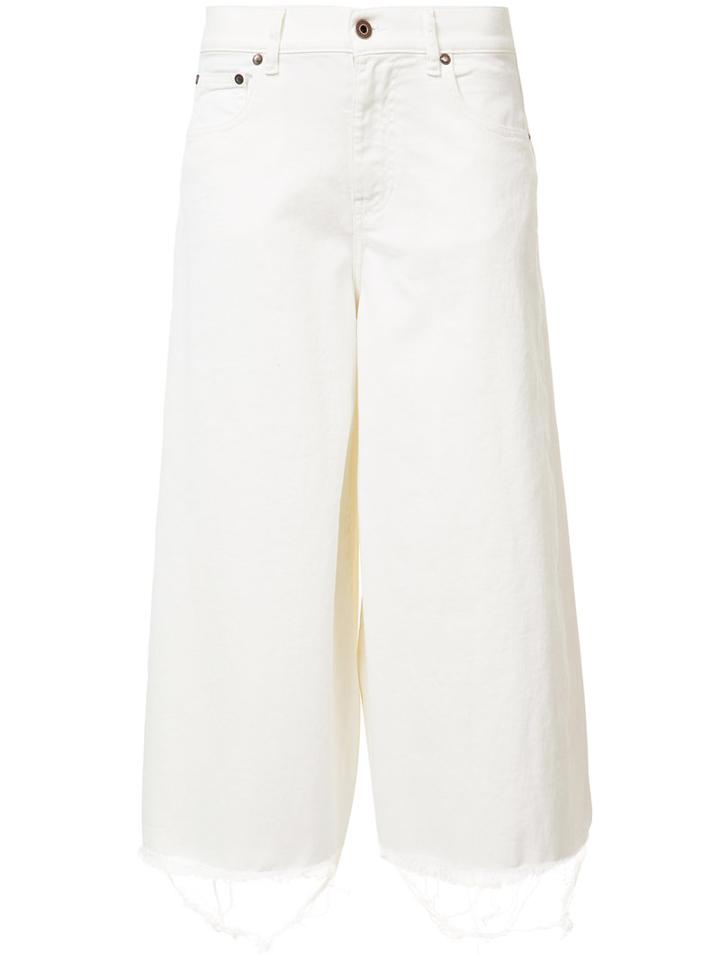 Off-white Wide Leg Denim Culottes, Women's, Size: 29, White, Cotton/spandex/elastane